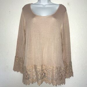 Creation L Long Sleeve Knit Crochet Hem 8 *